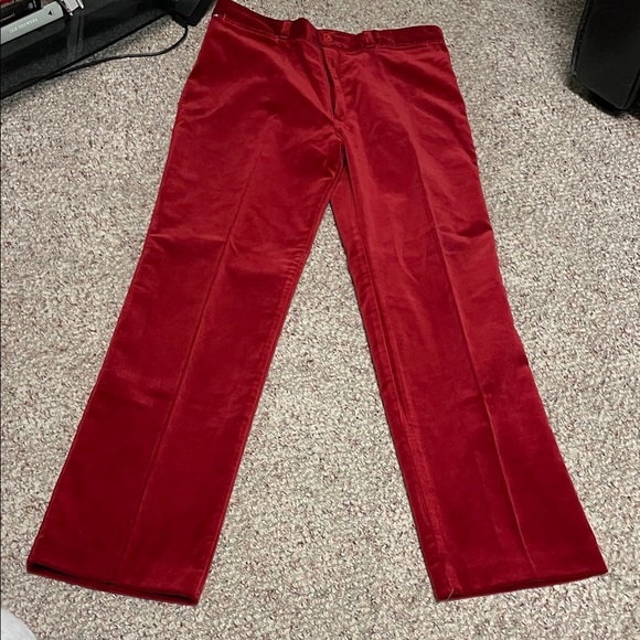 Vintage Pants - Vintage 70s velvet “bobos” Red wide leg high rise Pants in new condition
